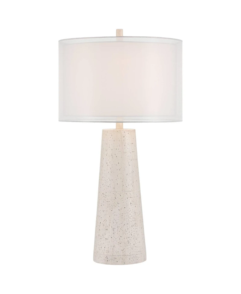 Possini Euro Design Travertine 31 1/2" Tall Large Modern End 3-Way Table Lamp Faux Marble Finish Single Living Room Bedroom