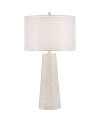 Possini Euro Design Travertine 31 1/2" Tall Large Modern End 3-Way Table Lamp Faux Marble Finish Single Living Room Bedroom