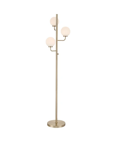 Possini Euro Design 66"H Satin Brass Opal Glass 3-Light Led Floor Lamp