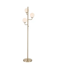Possini Euro Design 66"H Satin Brass Opal Glass 3-Light Led Floor Lamp