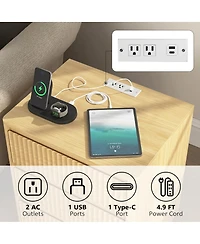 Streamdale Furniture (Set of 2) End Table with Usb C Charging Station and 3 Drawers