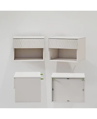 Streamdale Furniture Set of 2 Modern Wall-Mounted Nightstands with Drawer and Open Shelf