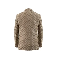 Elie Balleh Men's Slim Fit Logo Brocade Formal Blazer