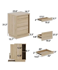 Homsee Chest of Drawers with Hidden Storage - 24-Inch Wide Modern Bedside Table with Sliding Door and Nfc Lock | Wooden Texture Nightstand