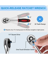 Xdovet Ratchet Socket Wrench Set Metric Automotive Tool Kit