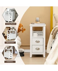 Gymax Side End Sofa Table Nightstand w/ 2 Drawers for Living Room Bedroom