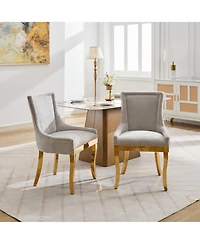 Clihome Dining Chairs, Modern Style with Curved - Plated Legs and Rivet Trim, Upholstered Comfort for Dining/Lounge,Set of 2