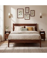 Gymax 2Pcs Wood Nightstand w/ 2 Drawers Narrow Bedside Table w/ Pull-out Tray
