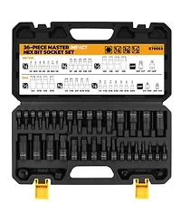 Xdovet Hex Bit Impact Socket Set 36-Piece 1/4inch 3/8inch 1/2inch Drive Sae Metric Cr-v Steel