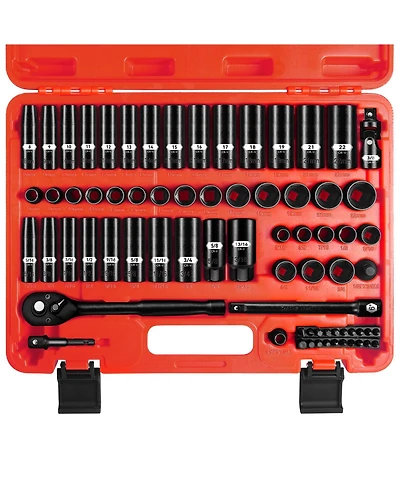 Xdovet 3/8inches Drive Impact Socket Set 72pieces Sae Metric Spark Plug 6 Point Deep Shallow Ratchet Cr-v
