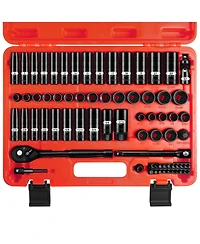Xdovet 3/8inches Drive Impact Socket Set 72pieces Sae Metric Spark Plug 6 Point Deep Shallow Ratchet Cr-v