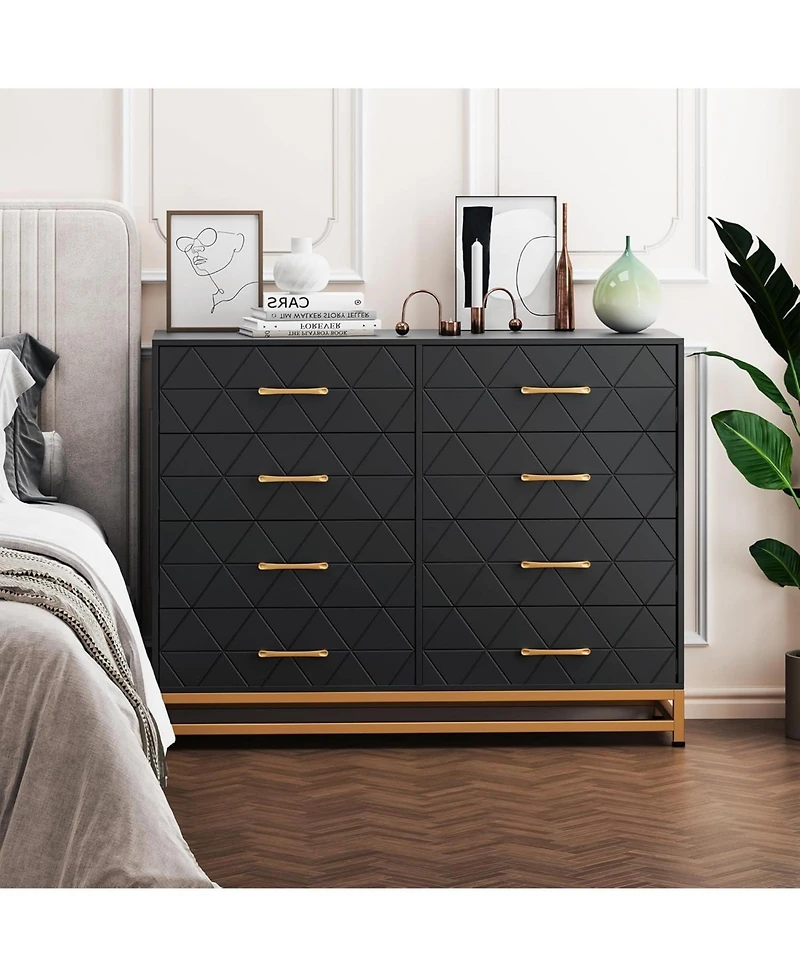 gaomon Dresser with 8 Drawers for Bedroom Large Storage Tower Wooden Chest of