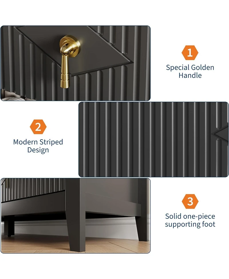 gaomon Fluted Dresser Modern Chest of Drawers, Storage Organizer Cabinet for Living Room, Hallway