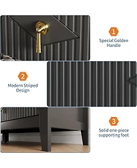 gaomon Fluted Dresser Modern Chest of Drawers, Storage Organizer Cabinet for Living Room, Hallway