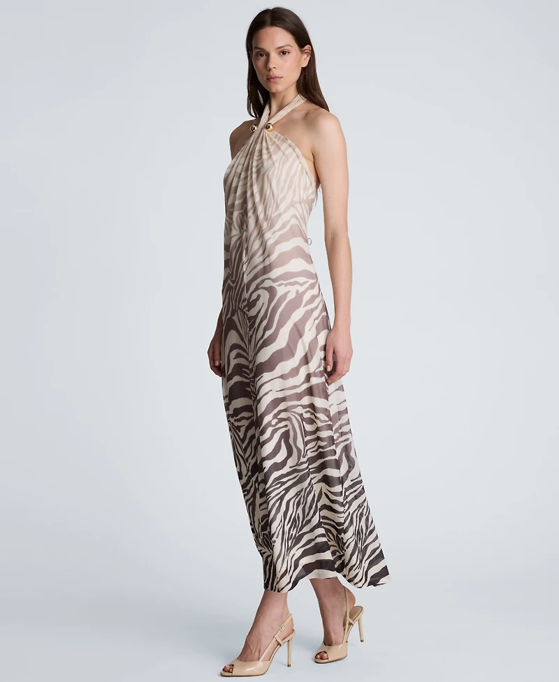 Kenneth Cole Women's Halter Neck Mesh Midi Dress