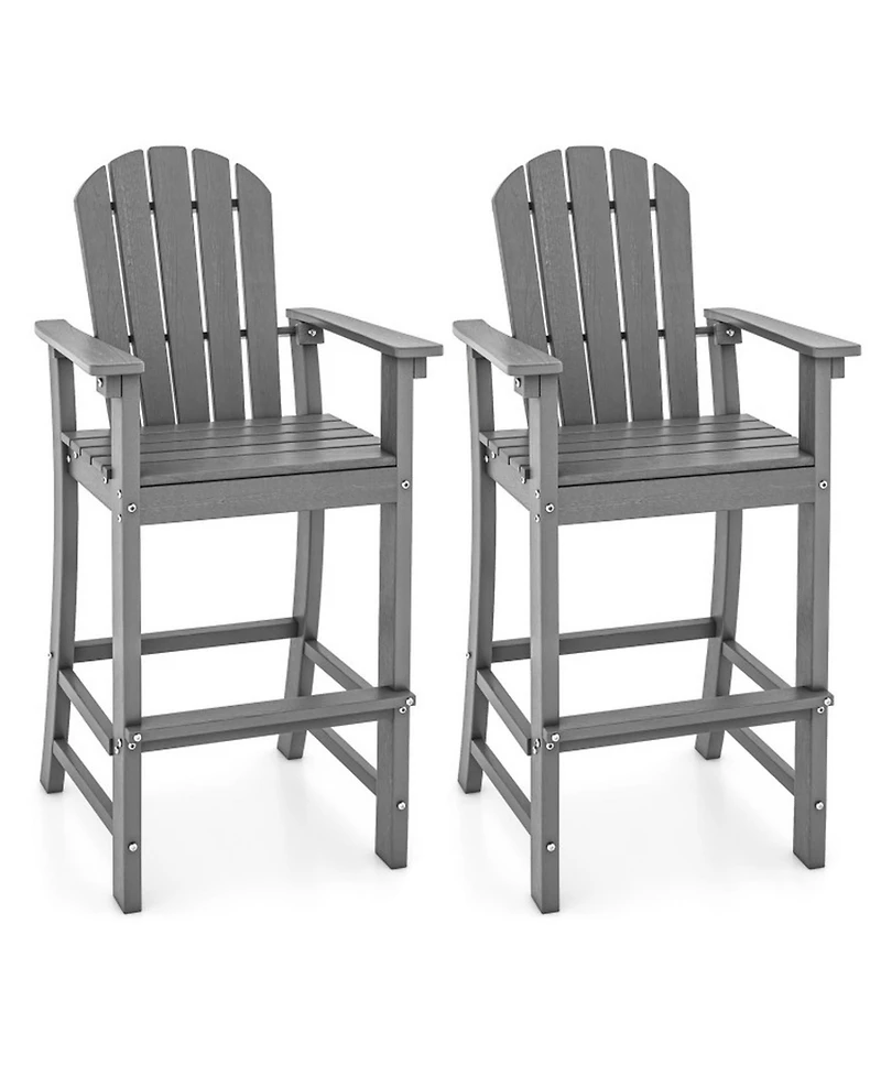 Sugift Set of 2 Counter Height Outdoor Hdpe Bar Stools with Armrests and Footrest