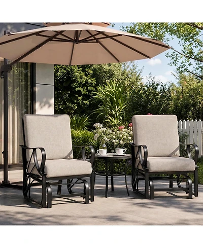 gaomon Set of 2 Outdoor Glider Rocking Chair, Glider Swing Chair for Garden, Yard, Lawn, Patio Rocker