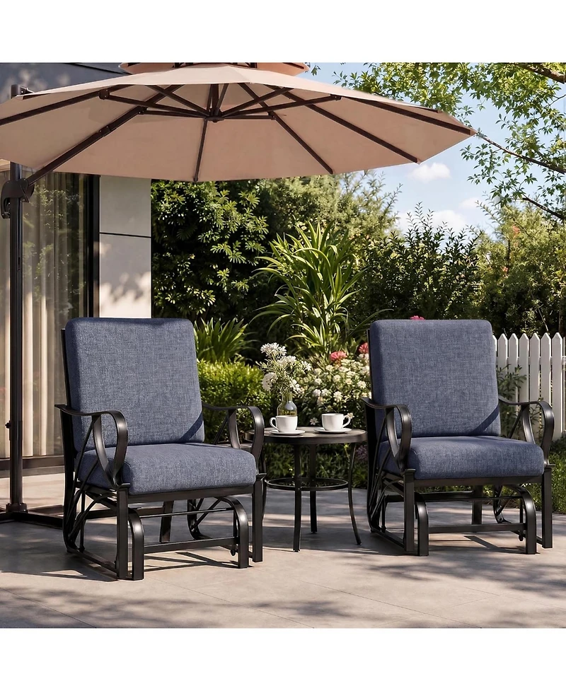 gaomon Set of 2 Outdoor Glider Rocking Chair, Swing Chair for Garden, Yard, Lawn, Patio Rocker