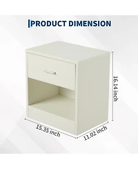 gaomon Nightstand, Modern Wood Bedside Table with Drawer and Open Shelf, 15.35" x 11.02" x 16.14", Storage End Table Cabinet
