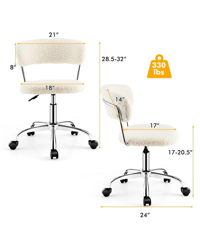 Gouun Sherpa Office Chair Adjustable Swivel Vanity Desk Chair Padded