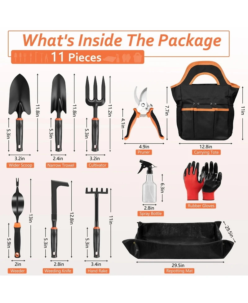 Xdovet Garden Tools Set Hand Kit Tote Bag Repotting Mat Trowel Rake Pruner
