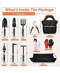 Xdovet Garden Tools Set Hand Kit Tote Bag Repotting Mat Trowel Rake Pruner