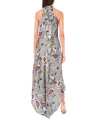 CeCe Women's Draped Satin Tie-Back Halter Midi Dress