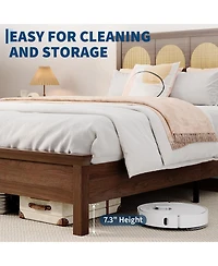 homfan Bed Frame with Rattan Headboard