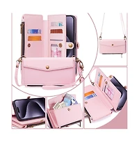 Artudatech 5-in-1 Wallet Case for iPhone 17 - Card Holder with Zipper Pocket, Wrist and Crossbody Straps