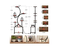 62" Tall Metal Plant Flower Holder Stand with Lights 8 Tiered Plant Shelf