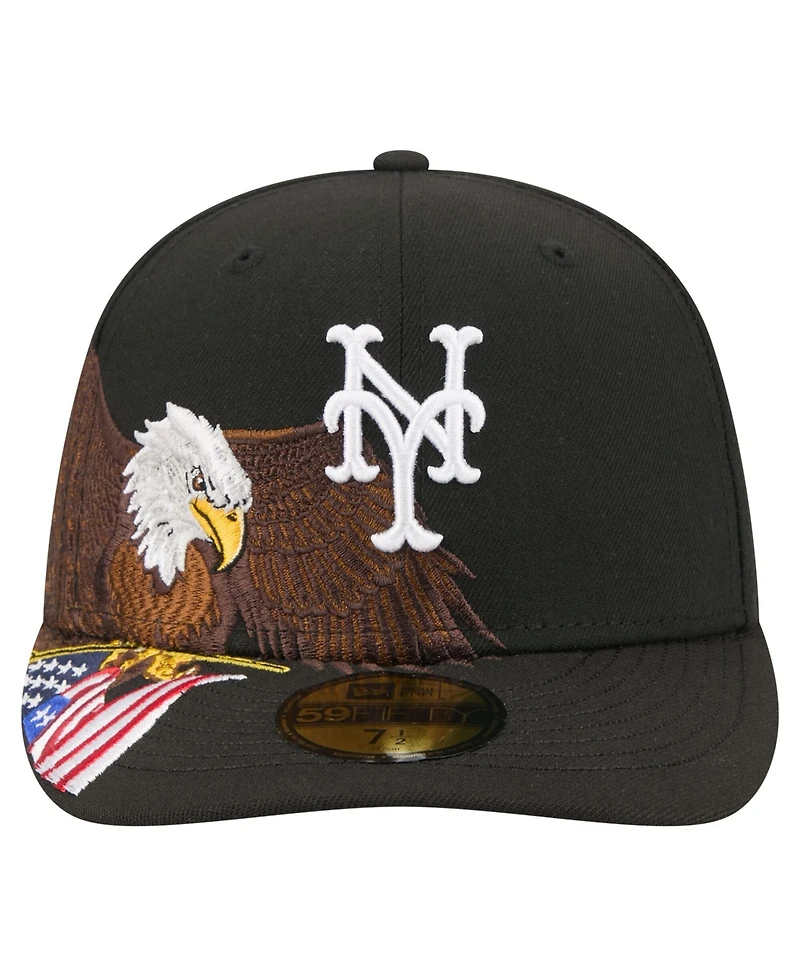 New Era Men's Black York Mets Americana Bald Eagle Pre-Curved 59FIFTY Fitted Hat