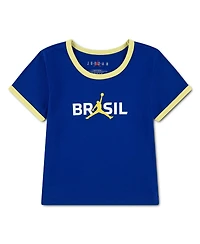 Jordan Big Girls Royal Brazil National Team Retro Graphic Tri-Blend T-Shirt