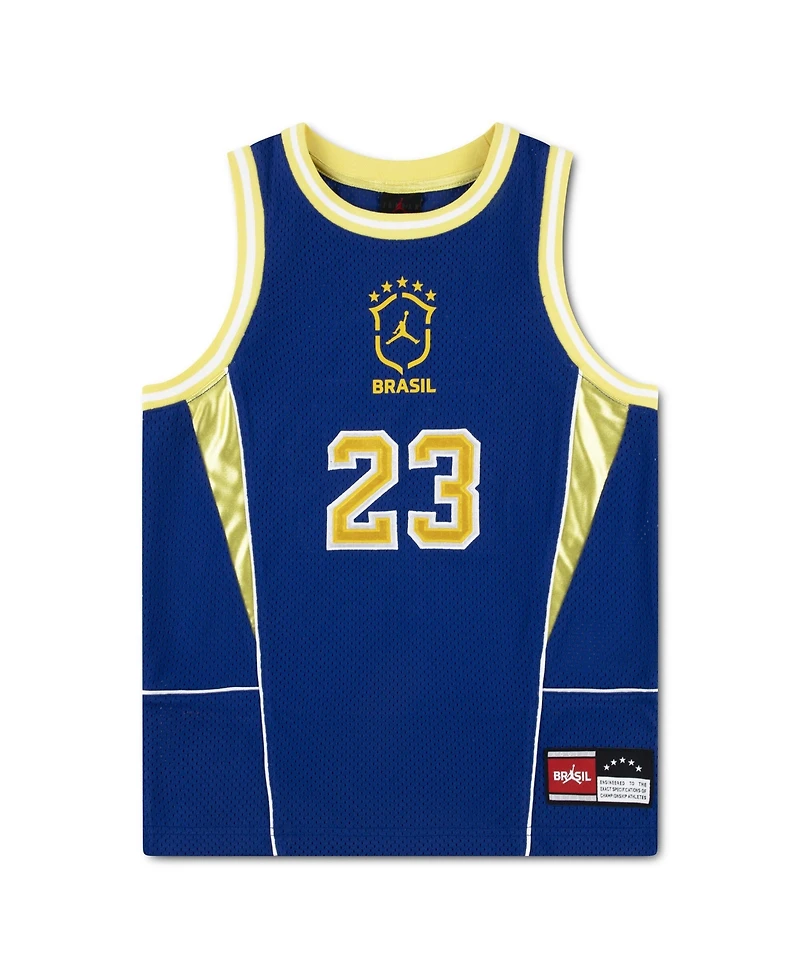 Jordan Big Boys and Girls Royal Brazil National Team Mesh Basketball Fashion Jersey