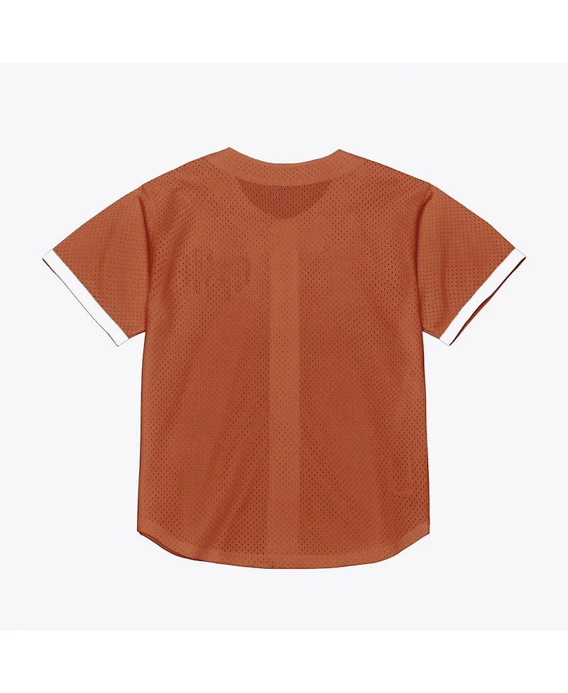 Mitchell & Ness Men's Texas Orange Longhorns Mesh Button-Up Batting Practice Baseball Jersey