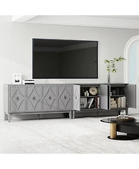 Casainc Carved Storage Cabinet With 4 Door Sideboard Coffee Bar Cabinet With Adjustable Shelf