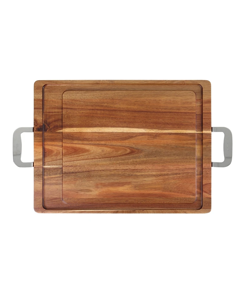 Dexas Acacia Cutting Board with Stainless Steel Handles