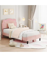 gaomon Velvet Led Princess Bed Frame