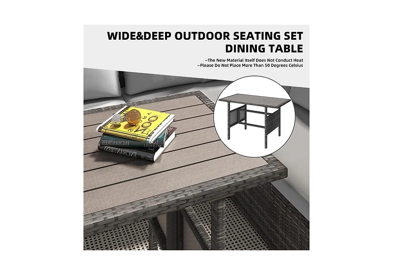 Aecojoy 7 Piece Outdoor Pe Rattan Wicker Sofa Set with Waterproof Cove