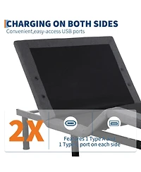 homfan Adjustable Bed Frame with Massage and Electric Head/Foot Lift, Wireless Remote, Usb Ports, Led Night Light