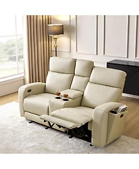 Hulala Home Basit 71" Modern Power Zero Gravity Theater Seating Recliner Sofa with Storage Armrest And Cup Holders