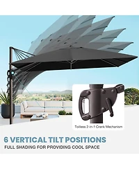 Pellebant Outdoor Patio 9X12Feet Aluminum Cantilever Umbrella with Rod Wheel Base