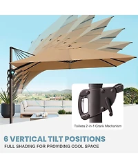 Pellebant Outdoor Patio 9X12Feet Aluminum Cantilever Umbrella with Rod Wheel Base