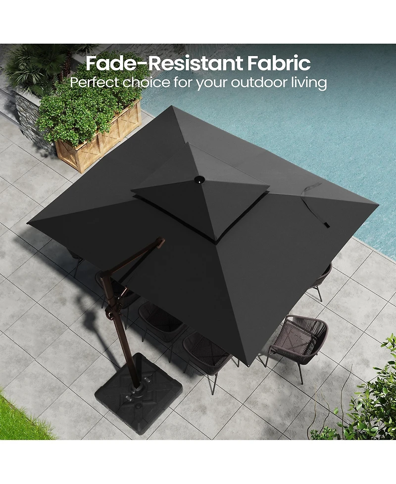 Pellebant Outdoor Patio Double Top Aluminum Cantilever Umbrella