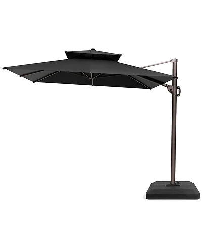 Pellebant Outdoor Patio Double Top 9X12Feet Aluminum Cantilever Umbrella with Base