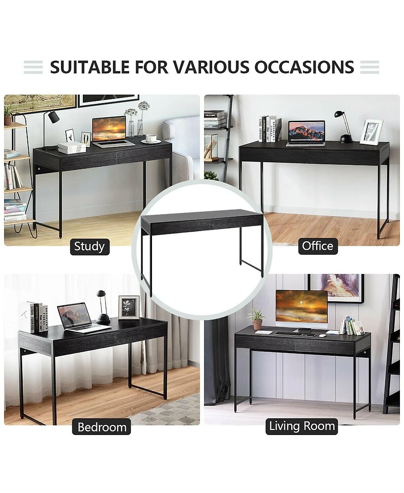 Slickblue Modern Computer Desk with 2 Drawers for Home Office