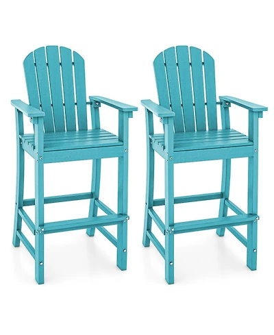 Sugift Set of 2 Counter Height Outdoor Hdpe Bar Stools with Armrests and Footrest