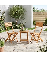 Sugift 2 Pack Folding Wood Dining Chairs with Slatted Backrest and Seat