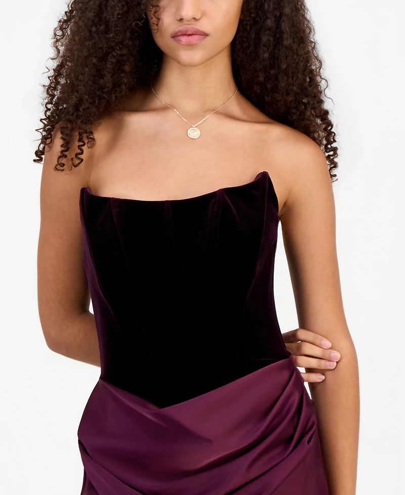 Betsy & Adam Women's Strapless Velvet Corset Dress