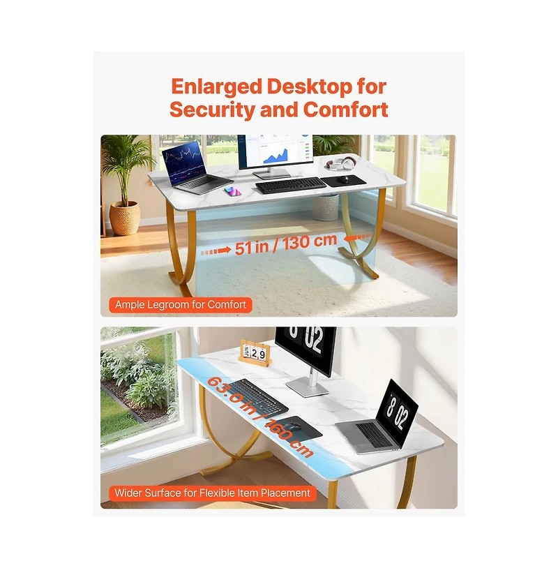 Sugift Executive Office Desk Modern Computer Table with Rectangular Top