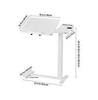 Sugift Overbed Rolling Table with Flip Desktop 4 Hidden Wheels Height Adjustable